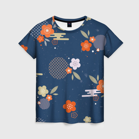 Женская футболка 3D с принтом Орнамент японского кимоно в Кировске, 100% полиэфир ( синтетическое хлопкоподобное полотно) | прямой крой, круглый вырез горловины, длина до линии бедер | 