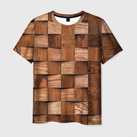 Мужская футболка 3D с принтом Деревянные квадраты в Санкт-Петербурге, 100% полиэфир | прямой крой, круглый вырез горловины, длина до линии бедер | 