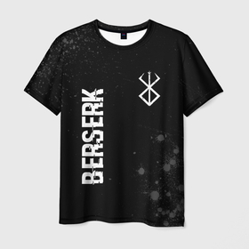 Мужская футболка 3D с принтом Berserk glitch на темном фоне: надпись, символ в Кировске, 100% полиэфир | прямой крой, круглый вырез горловины, длина до линии бедер | 
