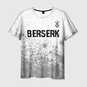 Мужская футболка 3D с принтом Berserk glitch на светлом фоне: символ сверху в Кировске, 100% полиэфир | прямой крой, круглый вырез горловины, длина до линии бедер | 