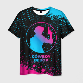 Мужская футболка 3D с принтом Cowboy Bebop   neon gradient в Петрозаводске, 100% полиэфир | прямой крой, круглый вырез горловины, длина до линии бедер | Тематика изображения на принте: 