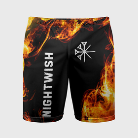 Мужские шорты спортивные с принтом Nightwish и пылающий огонь ,  |  | Тематика изображения на принте: 