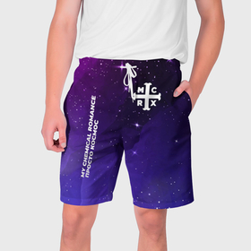 Мужские шорты 3D с принтом My Chemical Romance просто космос в Курске,  полиэстер 100% | прямой крой, два кармана без застежек по бокам. Мягкая трикотажная резинка на поясе, внутри которой широкие завязки. Длина чуть выше колен | Тематика изображения на принте: 