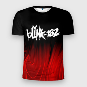 Мужская футболка 3D Slim с принтом Blink 182 red plasma в Белгороде, 100% полиэстер с улучшенными характеристиками | приталенный силуэт, круглая горловина, широкие плечи, сужается к линии бедра | 