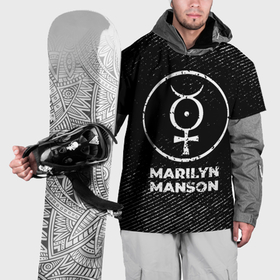 Накидка на куртку 3D с принтом Marilyn Manson с потертостями на темном фоне в Санкт-Петербурге, 100% полиэстер |  | 