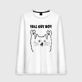 Мужской лонгслив хлопок с принтом Fall Out Boy   rock cat в Новосибирске, 100% хлопок |  | 