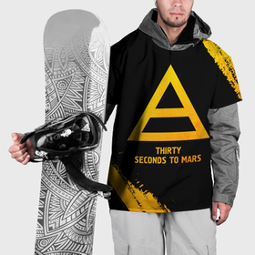 Накидка на куртку 3D с принтом Thirty Seconds to Mars   gold gradient в Кировске, 100% полиэстер |  | 