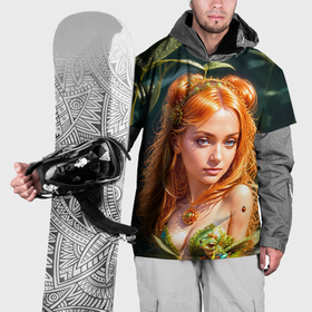 Накидка на куртку 3D с принтом Девушка фея с лягушкой в Екатеринбурге, 100% полиэстер |  | Тематика изображения на принте: 
