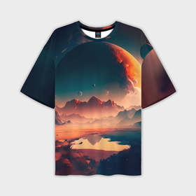 Мужская футболка oversize 3D с принтом Неизвестная планета ,  |  | 