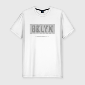 Мужская футболка хлопок Slim с принтом Brooklyn Urban City в Санкт-Петербурге, 92% хлопок, 8% лайкра | приталенный силуэт, круглый вырез ворота, длина до линии бедра, короткий рукав | Тематика изображения на принте: 