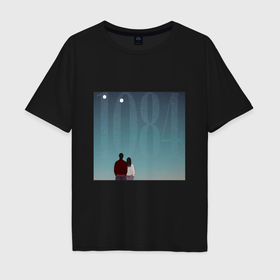 Мужская футболка хлопок Oversize с принтом 1Q84 Харуки Мураками , 100% хлопок | свободный крой, круглый ворот, “спинка” длиннее передней части | Тематика изображения на принте: 