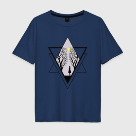 Мужская футболка хлопок Oversize с принтом 1Q84 Аомаме Харуки Мураками в Курске, 100% хлопок | свободный крой, круглый ворот, “спинка” длиннее передней части | Тематика изображения на принте: 