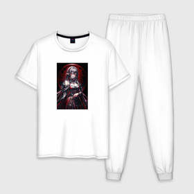 Мужская пижама хлопок с принтом Аниме кровавая ведьма с розами в Екатеринбурге, 100% хлопок | брюки и футболка прямого кроя, без карманов, на брюках мягкая резинка на поясе и по низу штанин
 | 