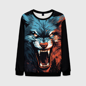 Мужской свитшот 3D с принтом fantasy   wolf в городе Новоалтайск, 100% полиэстер с мягким внутренним слоем | круглый вырез горловины, мягкая резинка на манжетах и поясе, свободная посадка по фигуре | 
