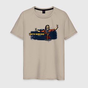 Мужская футболка хлопок с принтом Ghetto Warriors Dark Red в Тюмени, 100% хлопок | прямой крой, круглый вырез горловины, длина до линии бедер, слегка спущенное плечо. | 