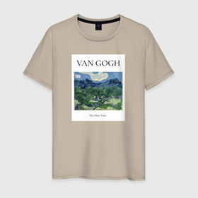 Мужская футболка хлопок с принтом Ван Гог  Van Gogh в Екатеринбурге, 100% хлопок | прямой крой, круглый вырез горловины, длина до линии бедер, слегка спущенное плечо. | 