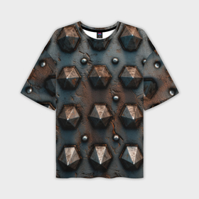Мужская футболка oversize 3D с принтом Металлическая шипованная текстура в Тюмени,  |  | Тематика изображения на принте: 