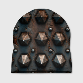 Шапка 3D с принтом Металлическая шипованная текстура в Тюмени, 100% полиэстер | универсальный размер, печать по всей поверхности изделия | Тематика изображения на принте: 