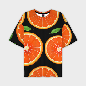 Мужская футболка oversize 3D с принтом Апельсины в разрезе в Новосибирске,  |  | 
