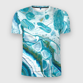 Мужская футболка 3D Slim с принтом 50 Оттенков Океана в Петрозаводске, 100% полиэстер с улучшенными характеристиками | приталенный силуэт, круглая горловина, широкие плечи, сужается к линии бедра | Тематика изображения на принте: 
