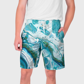 Мужские шорты 3D с принтом 50 Оттенков Океана в Петрозаводске,  полиэстер 100% | прямой крой, два кармана без застежек по бокам. Мягкая трикотажная резинка на поясе, внутри которой широкие завязки. Длина чуть выше колен | 