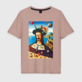 Мужская футболка хлопок Oversize с принтом Нейросеть рисует Сальвадора Дали в Кировске, 100% хлопок | свободный крой, круглый ворот, “спинка” длиннее передней части | 