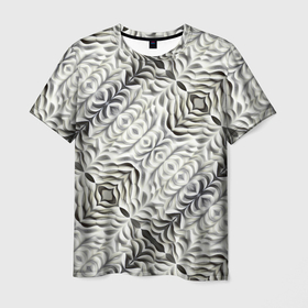 Мужская футболка 3D с принтом Черно белые складки в Белгороде, 100% полиэфир | прямой крой, круглый вырез горловины, длина до линии бедер | 