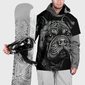 Накидка на куртку 3D с принтом Бульдог  стиль тату в Курске, 100% полиэстер |  | 