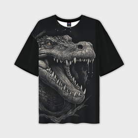 Мужская футболка oversize 3D с принтом Крокодил  стиль  тату в Тюмени,  |  | Тематика изображения на принте: 