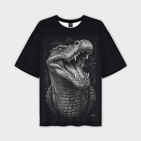 Мужская футболка oversize 3D с принтом Крокодил  стиль   тату в Тюмени,  |  | Тематика изображения на принте: 