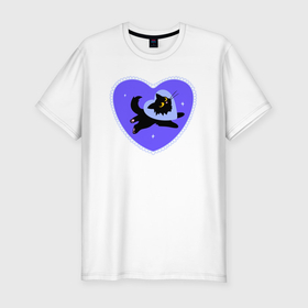 Мужская футболка хлопок Slim с принтом Холодное сердце и кошка любви , 92% хлопок, 8% лайкра | приталенный силуэт, круглый вырез ворота, длина до линии бедра, короткий рукав | 