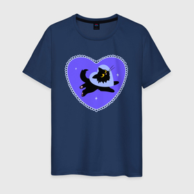 Мужская футболка хлопок с принтом Холодное сердце и кошка любви в Курске, 100% хлопок | прямой крой, круглый вырез горловины, длина до линии бедер, слегка спущенное плечо. | Тематика изображения на принте: 