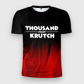 Мужская футболка 3D Slim с принтом Thousand Foot Krutch red plasma в Новосибирске, 100% полиэстер с улучшенными характеристиками | приталенный силуэт, круглая горловина, широкие плечи, сужается к линии бедра | Тематика изображения на принте: 