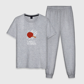 Мужская пижама хлопок с принтом любителям настольного тенниса в Кировске, 100% хлопок | брюки и футболка прямого кроя, без карманов, на брюках мягкая резинка на поясе и по низу штанин
 | 