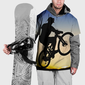 Накидка на куртку 3D с принтом Прыжок велосипедиста в Тюмени, 100% полиэстер |  | Тематика изображения на принте: 