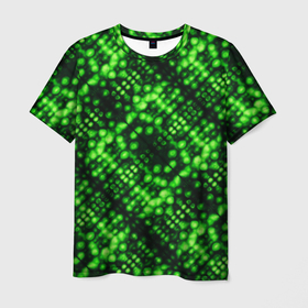 Мужская футболка 3D с принтом Зеленые точечные ромбы , 100% полиэфир | прямой крой, круглый вырез горловины, длина до линии бедер | Тематика изображения на принте: 