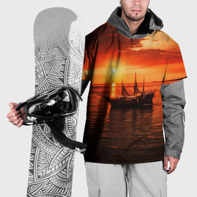Накидка на куртку 3D с принтом Яхта в вечернем море в Санкт-Петербурге, 100% полиэстер |  | 