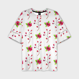 Мужская футболка oversize 3D с принтом Red flowers ,  |  | 