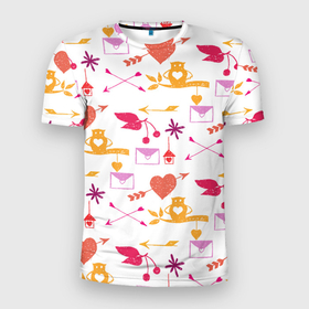 Мужская футболка 3D Slim с принтом Письма любви в Новосибирске, 100% полиэстер с улучшенными характеристиками | приталенный силуэт, круглая горловина, широкие плечи, сужается к линии бедра | 