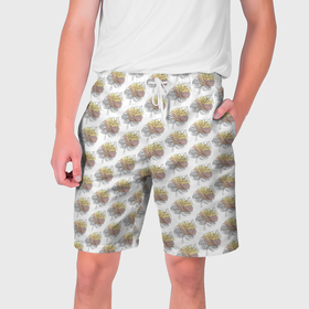 Мужские шорты 3D с принтом Листики в Тюмени,  полиэстер 100% | прямой крой, два кармана без застежек по бокам. Мягкая трикотажная резинка на поясе, внутри которой широкие завязки. Длина чуть выше колен | 