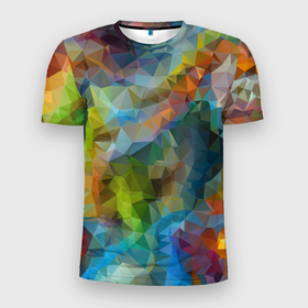 Мужская футболка 3D Slim с принтом Color pattern в Екатеринбурге, 100% полиэстер с улучшенными характеристиками | приталенный силуэт, круглая горловина, широкие плечи, сужается к линии бедра | 