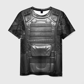 Мужская футболка 3D с принтом Бронежилет кожаный , 100% полиэфир | прямой крой, круглый вырез горловины, длина до линии бедер | 