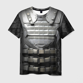 Мужская футболка 3D с принтом Бронежилет черный камуфляж в Новосибирске, 100% полиэфир | прямой крой, круглый вырез горловины, длина до линии бедер | 