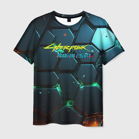 Мужская футболка 3D с принтом cyberpunk 2077 phantom liberty  logo в Санкт-Петербурге, 100% полиэфир | прямой крой, круглый вырез горловины, длина до линии бедер | 