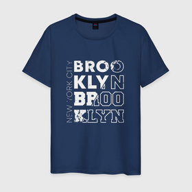 Мужская футболка хлопок с принтом Бруклин Brooklyn в Белгороде, 100% хлопок | прямой крой, круглый вырез горловины, длина до линии бедер, слегка спущенное плечо. | 