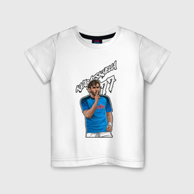 Детская футболка хлопок с принтом Хвича Кварацхелия Наполи 77 в Санкт-Петербурге, 100% хлопок | круглый вырез горловины, полуприлегающий силуэт, длина до линии бедер | 