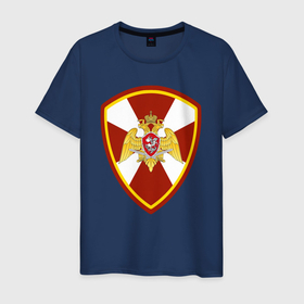 Мужская футболка хлопок с принтом ВВ МВД РФ   эмблема в Новосибирске, 100% хлопок | прямой крой, круглый вырез горловины, длина до линии бедер, слегка спущенное плечо. | 