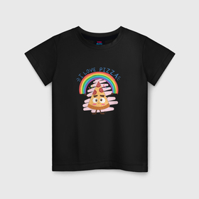 Детская футболка хлопок с принтом Я люблю пиццу или любовь к пицце в Санкт-Петербурге, 100% хлопок | круглый вырез горловины, полуприлегающий силуэт, длина до линии бедер | 