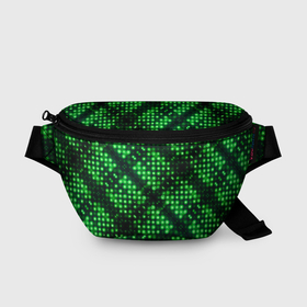 Поясная сумка 3D с принтом Яркие зеленые точки в Белгороде, 100% полиэстер | плотная ткань, ремень с регулируемой длиной, внутри несколько карманов для мелочей, основное отделение и карман с обратной стороны сумки застегиваются на молнию | 