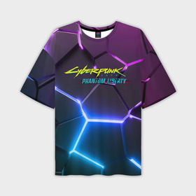 Мужская футболка oversize 3D с принтом Cyberpunk  2077 phantom liberty neon ,  |  | 